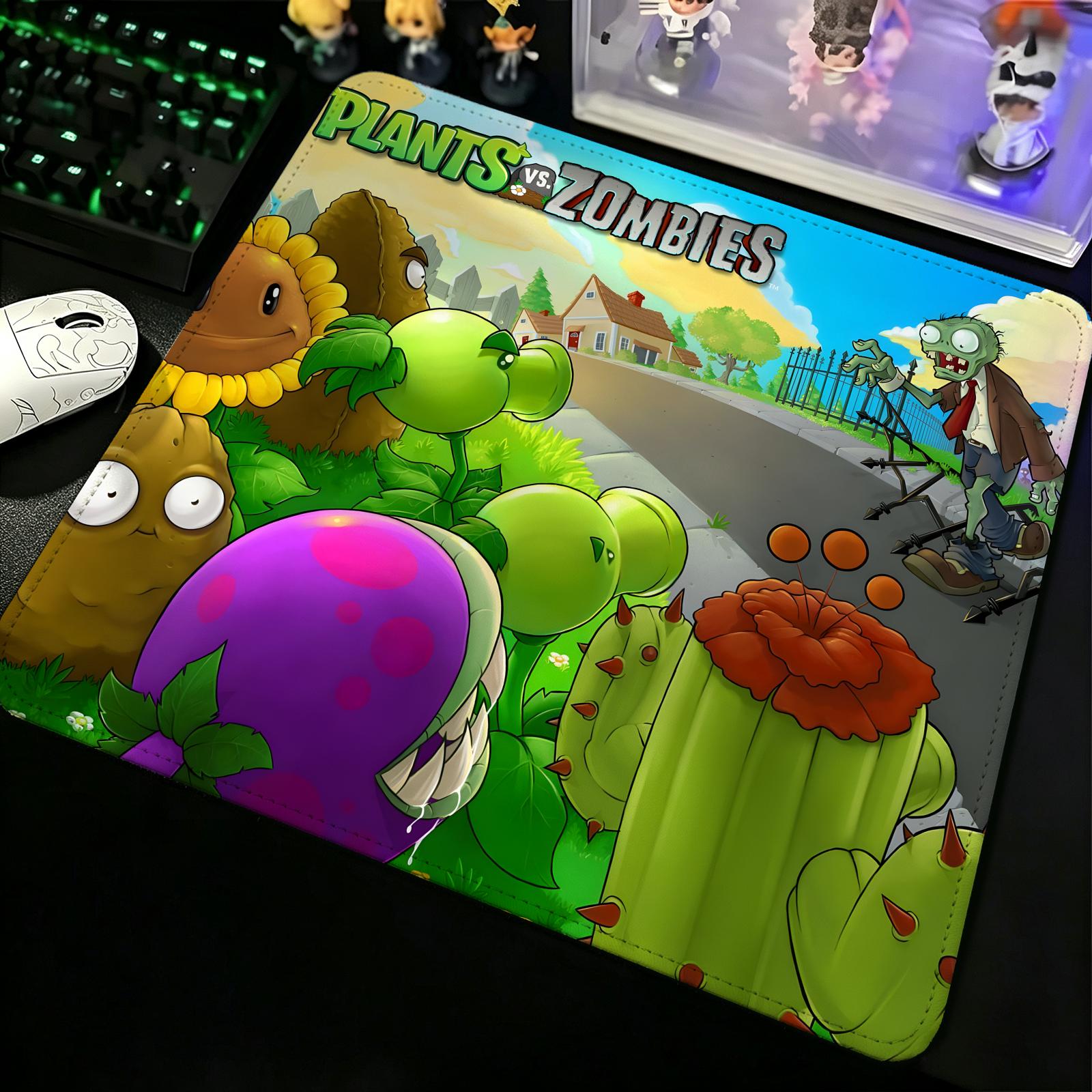 Esports Vs Gaming - コンパクトゲーミングマット 強化ステッチボーダー、S/Mサイズのポータブルラップトップデスクパッド、オフィスやeスポーツ用 PLANTS VS ZOMBIE PVZ