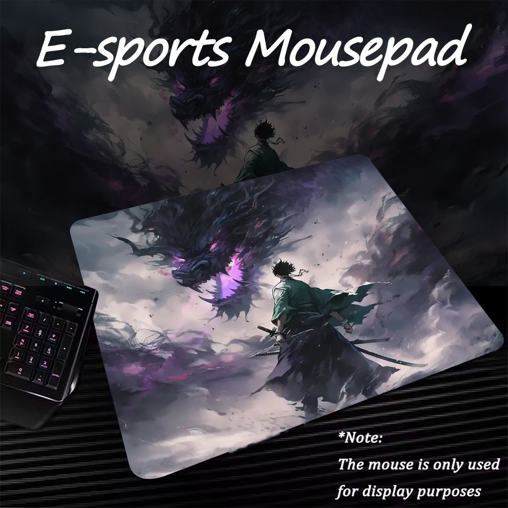 Esports Vs Gaming - eスポーツマウスパッド：侍対侍 ダークドラゴンアート – 精密なゲームプレイのための滑らかで耐久性のある表面、デスクセットアップをレベルアップ