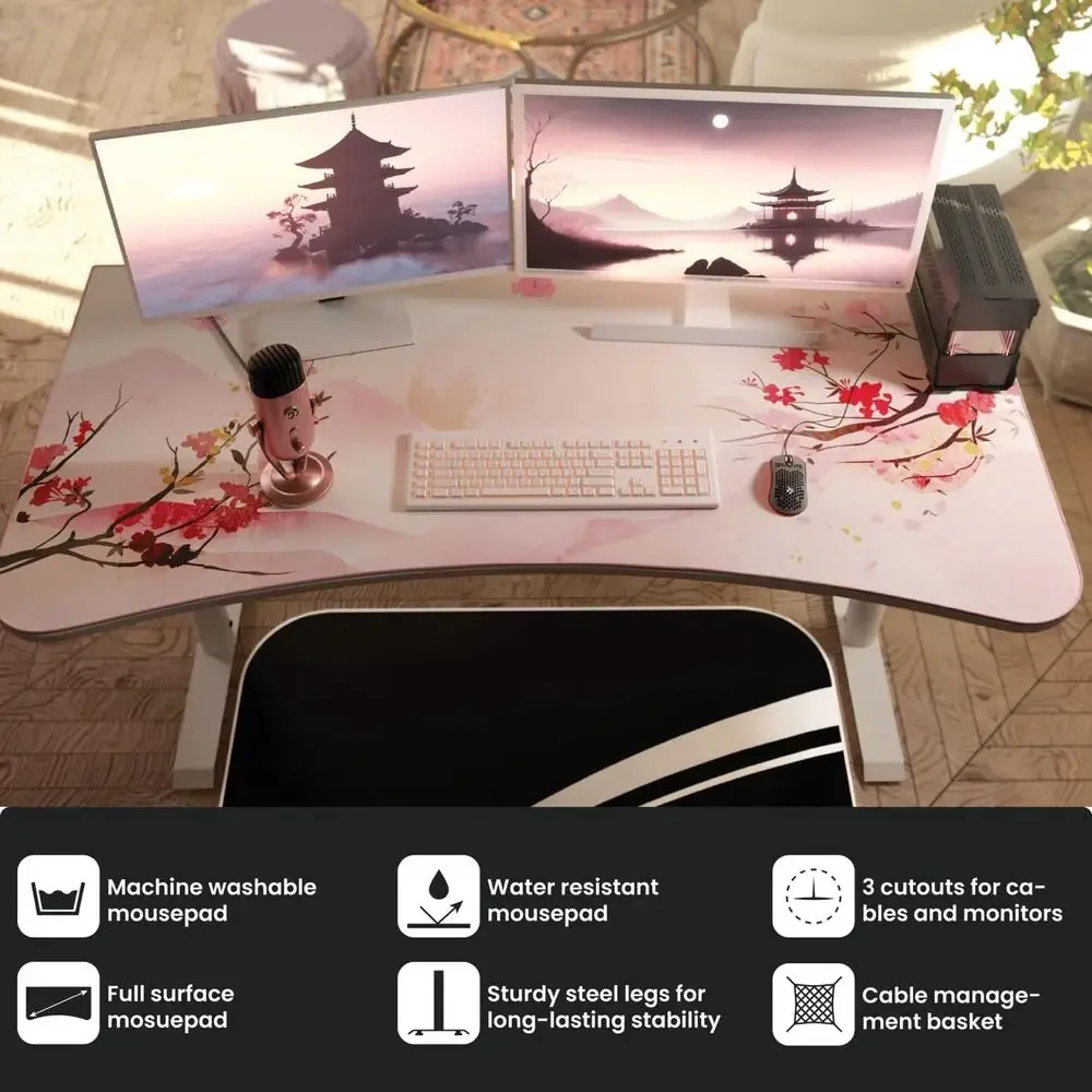 湾曲したゲーミングおよびオフィスデスク、全面防水マット、カス - Gaming Monitor Curved のレビューと価格